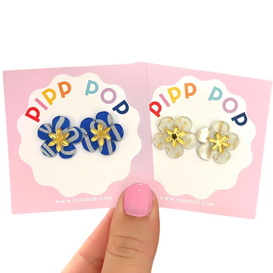 Hand Painted Flower Studs - 5 Colours Available-Pipp Pop