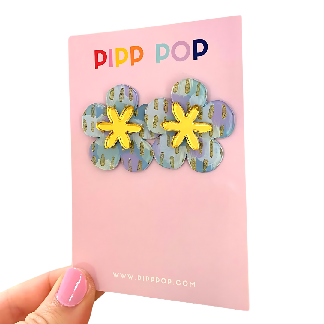 Hand Painted Flower Statement Studs - 5 Colours Available-Pipp Pop