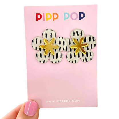 Hand Painted Flower Statement Studs - 5 Colours Available-Pipp Pop