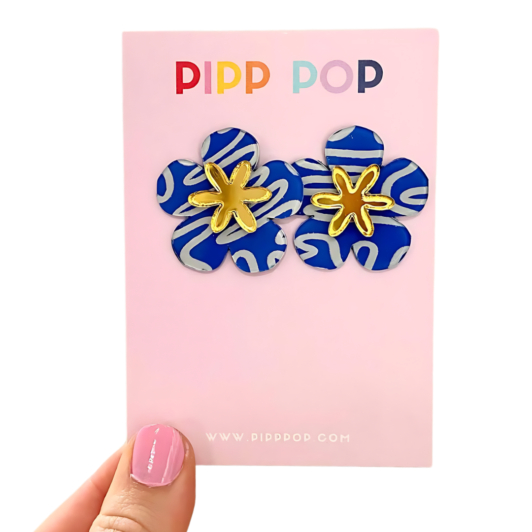 Hand Painted Flower Statement Studs - 5 Colours Available-Pipp Pop