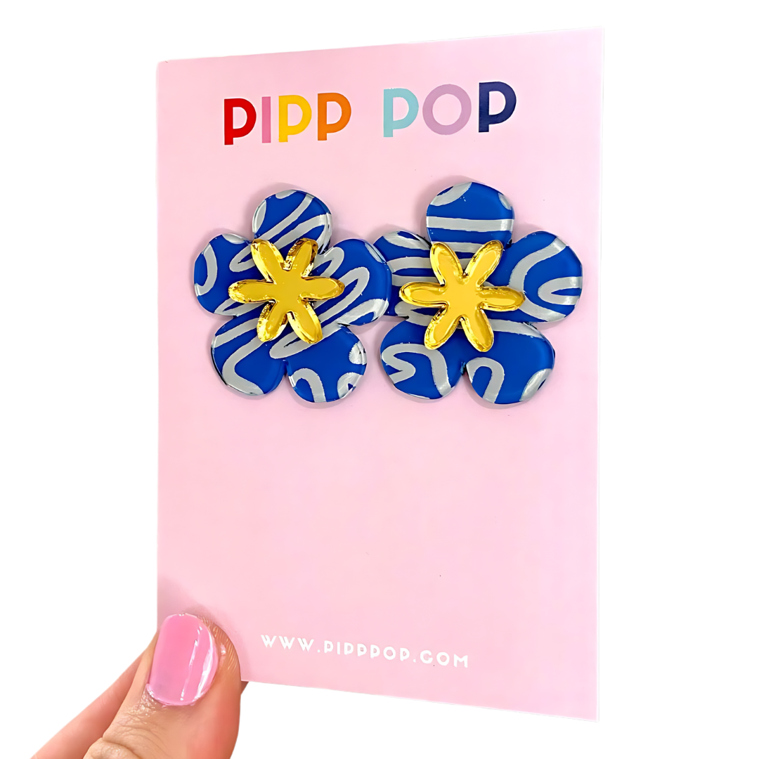 Hand Painted Flower Statement Studs - 5 Colours Available-Pipp Pop