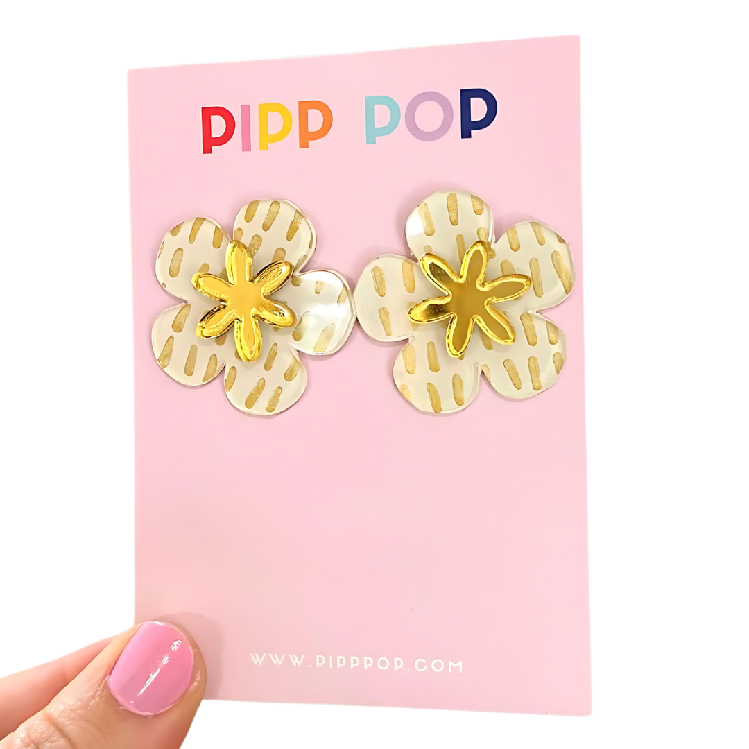 Hand Painted Flower Statement Studs - 5 Colours Available-Pipp Pop