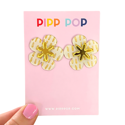 Hand Painted Flower Statement Studs - 5 Colours Available-Pipp Pop