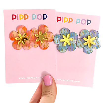 Hand Painted Flower Statement Studs - 5 Colours Available-Pipp Pop