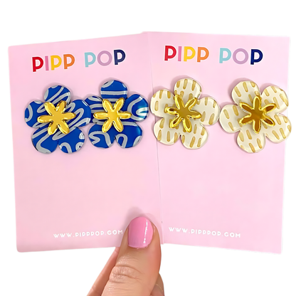 Hand Painted Flower Statement Studs - 5 Colours Available-Pipp Pop