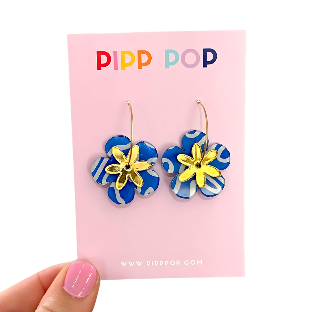 Hand Painted Flower Hoops - 5 Colours Available-Pipp Pop