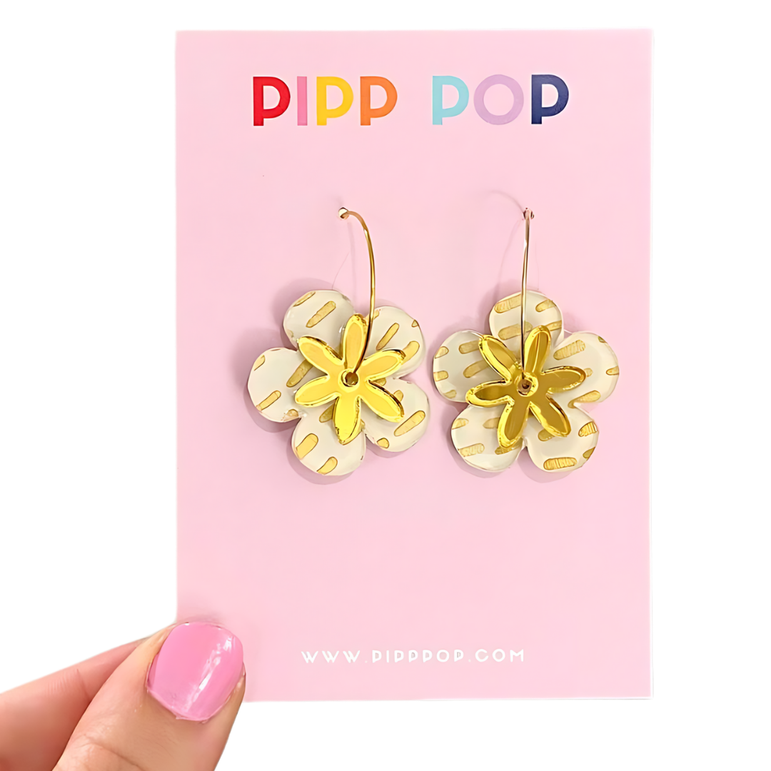 Hand Painted Flower Hoops - 5 Colours Available-Pipp Pop