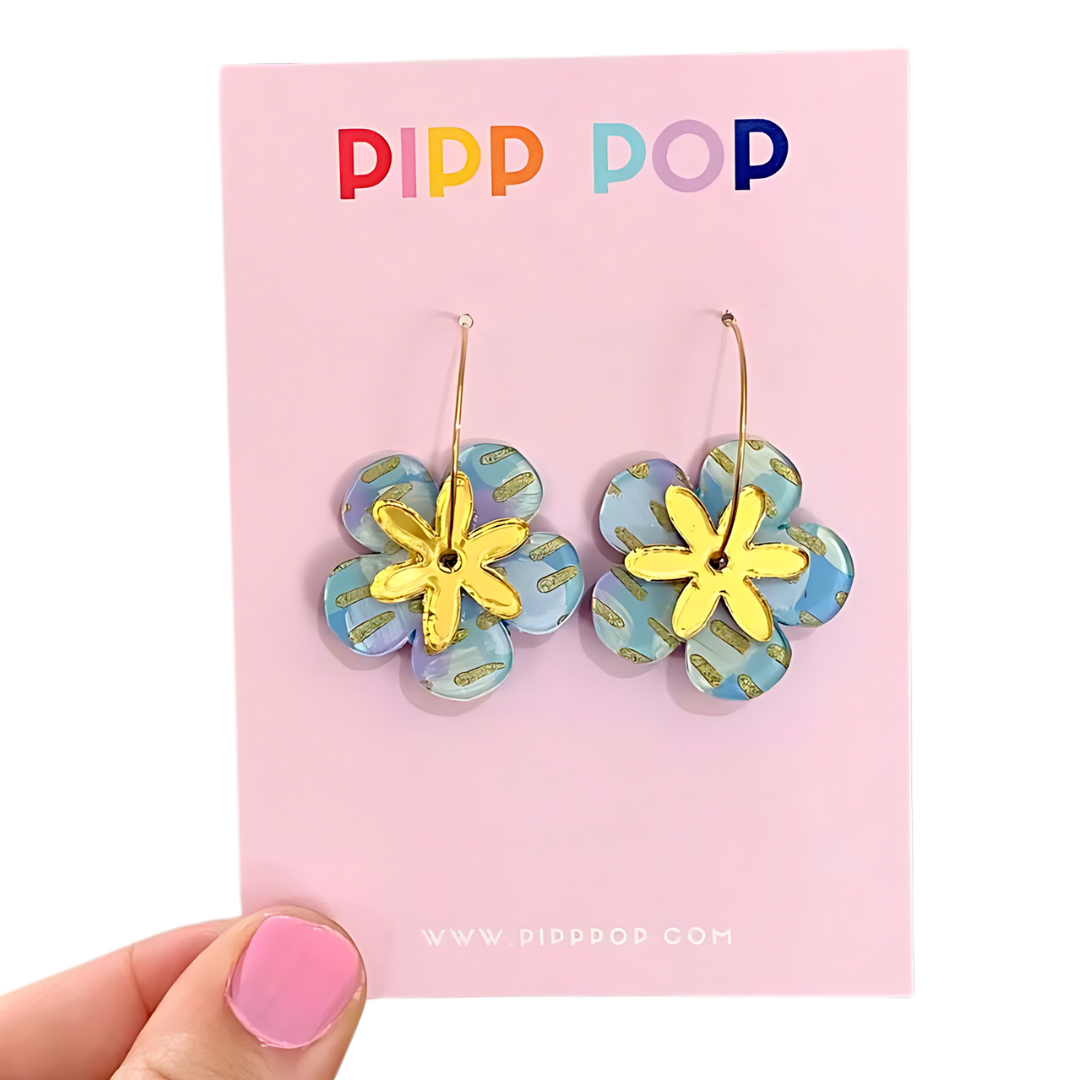 Hand Painted Flower Hoops - 5 Colours Available-Pipp Pop