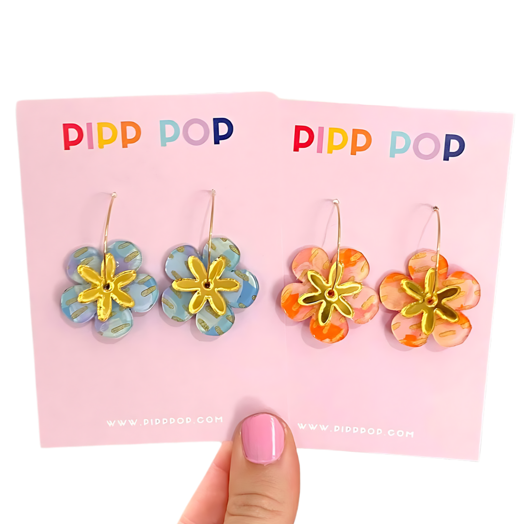 Hand Painted Flower Hoops - 5 Colours Available-Pipp Pop