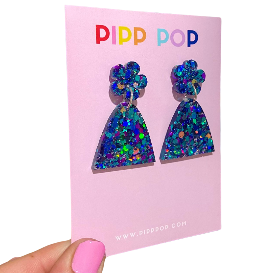 Evie Glitter Dangles - Blue Illusion - 2 styles available-Pipp Pop