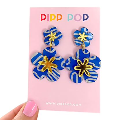 Hand Painted Flower Statement Dangles - 5 Colours Available-Pipp Pop