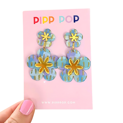 Hand Painted Flower Statement Dangles - 5 Colours Available-Pipp Pop