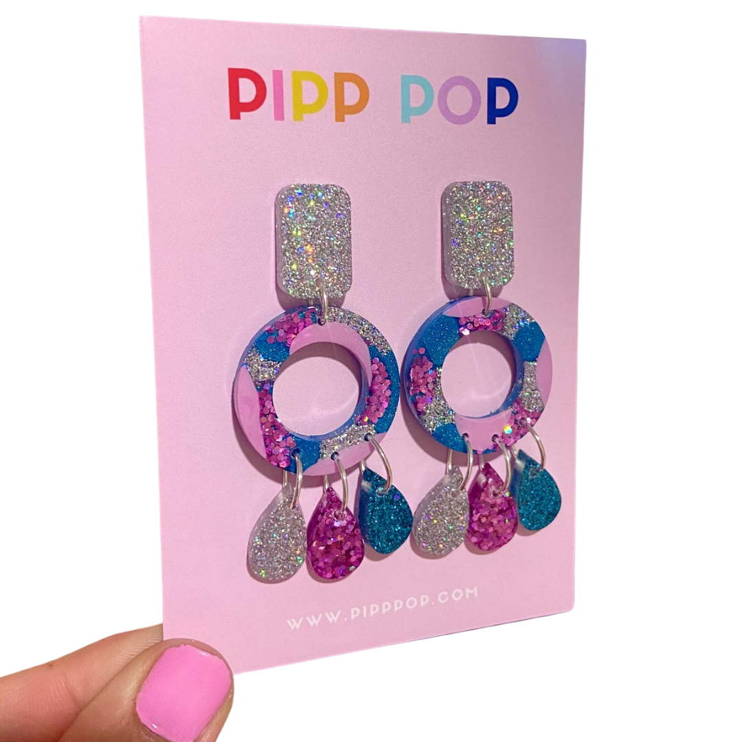 Aria Glitter Dangles - Blue + Lilac - 3 Styles available-Pipp Pop