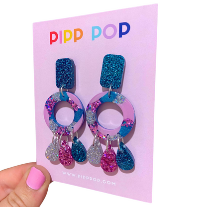 Aria Glitter Dangles - Blue + Lilac - 3 Styles available-Pipp Pop