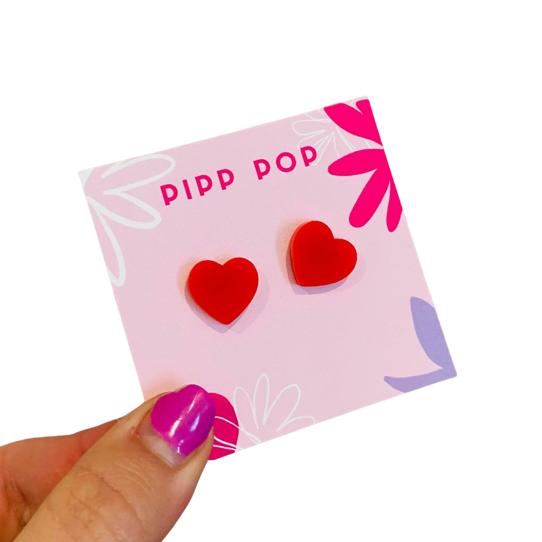 Big Love Heart Studs - Select Colour-Pipp Pop