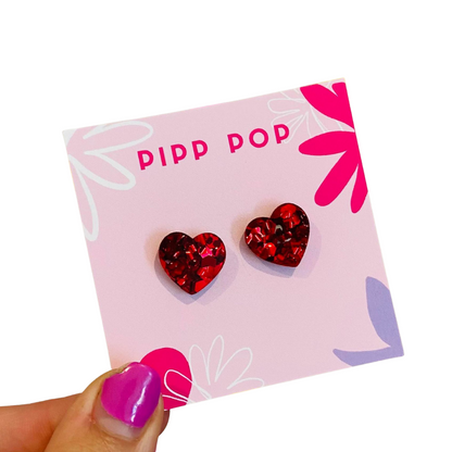 Big Love Heart Studs - Select Colour-Pipp Pop