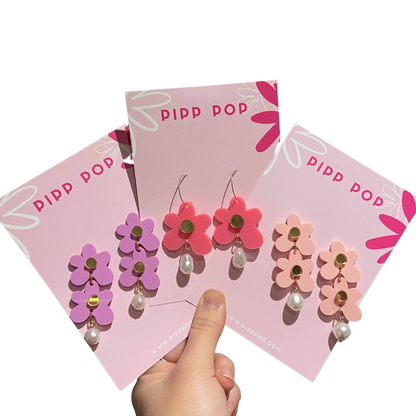 Petal Pearl Dangles - 12 Colours Available-Pipp Pop