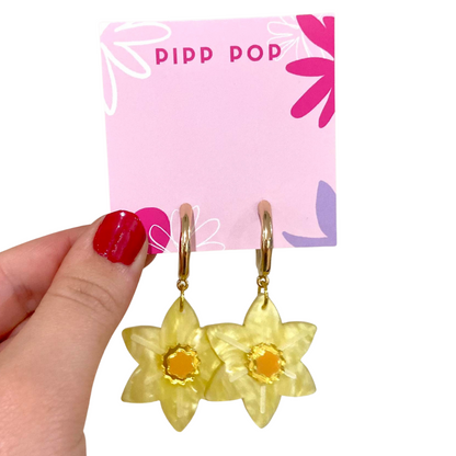 Daffodil Hoop Dangles-Pipp Pop
