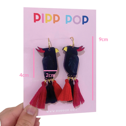 Red Tailed Black Cockatoo Dangles-Pipp Pop