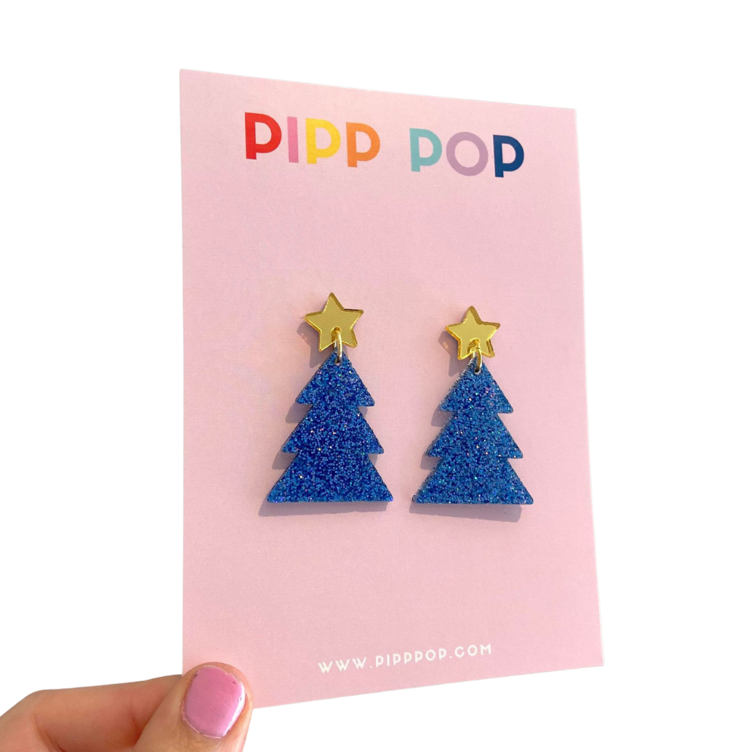 Christmas Tree Dangles - Blue Holographic Glitter-Pipp Pop