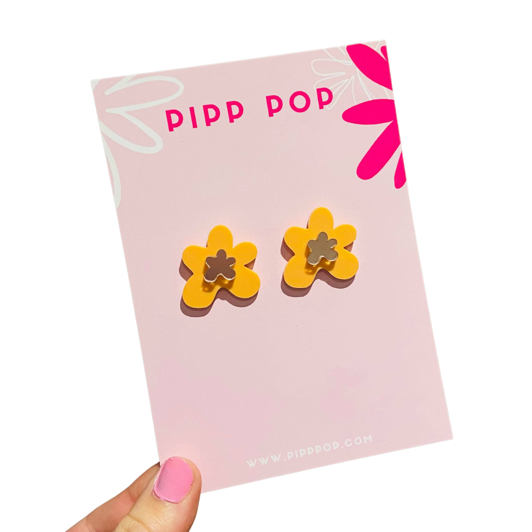 Petal Flower Studs - Apricot and Rose Gold-Pipp Pop