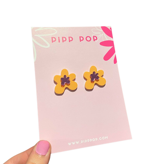 Petal Flower Studs - Apricot and Pink-Pipp Pop