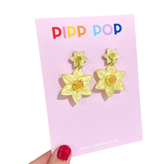 Daffodil Statement Dangles-Pipp Pop