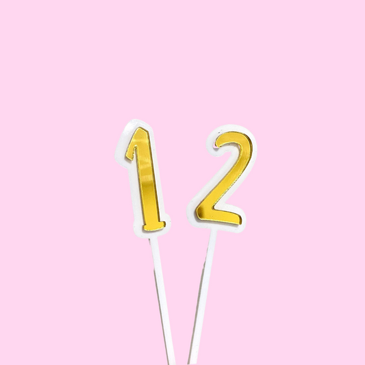 Number Cake Topper - White + Gold-Pipp Pop